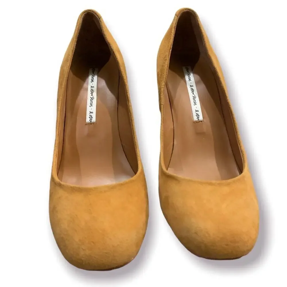 & Other Stories Tan Suede Heels Size 6.5